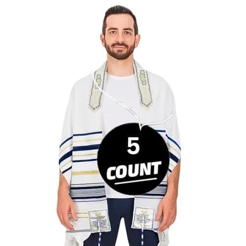 Holy Land Market Navy New Covenant Prayer Shawl 183 x 56 cm (72 x 22 Inches) | Messianic Seal Card & Matching Bag Included thumbnail 1