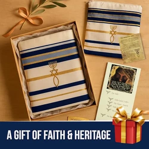 Holy Land Market Navy New Covenant Prayer Shawl 183 x 56 cm (72 x 22 Inches) | Messianic Seal Card & Matching Bag Included thumbnail 7