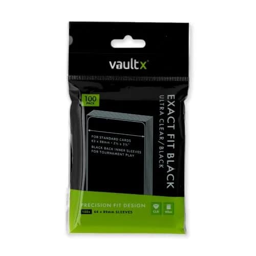 Vault X Exact Fit Inner Sleeves for Trading Cards | 100 Pack, Black & Clear, Archival Safe thumbnail 1