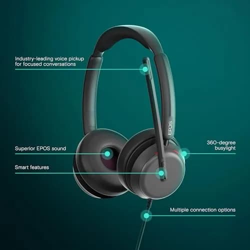 EPOS Impact 860 ANC Wired USB-C Headset with Noise Cancellation | 160g Lightweight, Comfortable Fit for Office Work thumbnail 2
