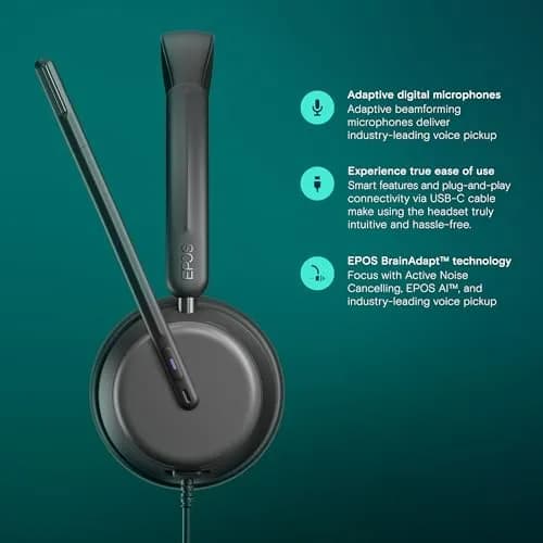 EPOS IMPACT 860T ANC Wired Headset with Noise Cancellation & USB-C | 192g (6.77 oz) thumbnail 3