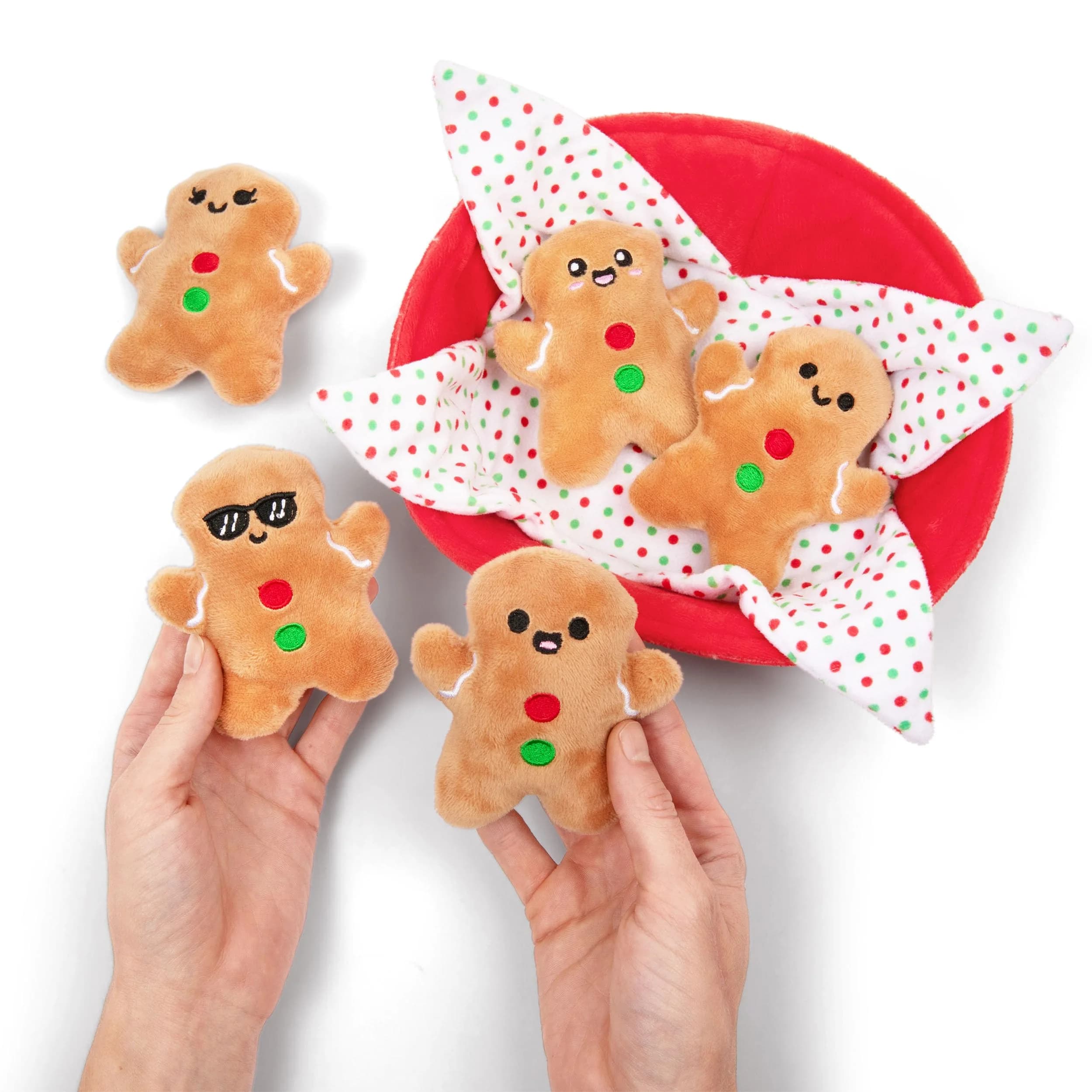 WHAT DO YOU MEME? Emotional Support Gingerbread Plushies Set with Carrier Basket, 5-Pack - view 2