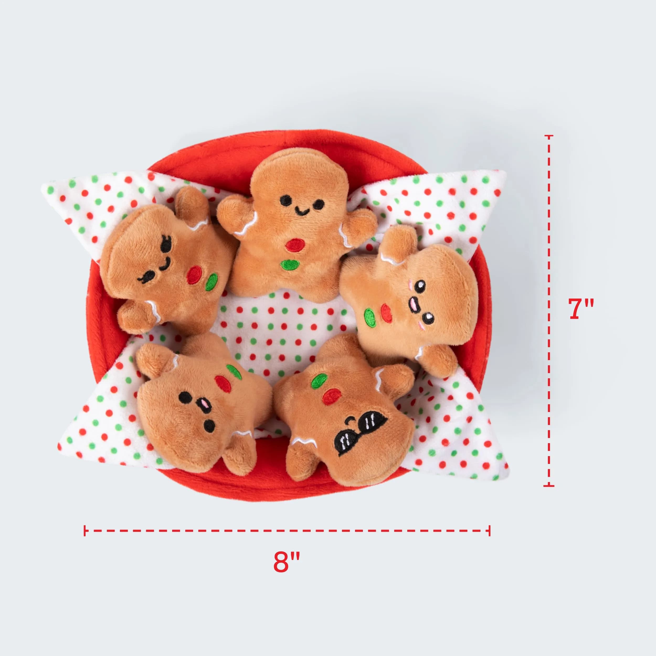 WHAT DO YOU MEME? Emotional Support Gingerbread Plushies Set with Carrier Basket, 5-Pack - view 3