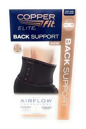 Copper Fit Elite Air Back Support Brace with Airflow Technology, Adjustable Compression Straps, Double Band, One Size Fits Most | Breathable Lower Back Support thumbnail 1