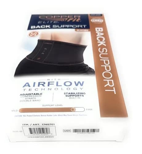 Copper Fit Elite Air Back Support Brace with Airflow Technology, Adjustable Compression Straps, Double Band, One Size Fits Most | Breathable Lower Back Support thumbnail 5