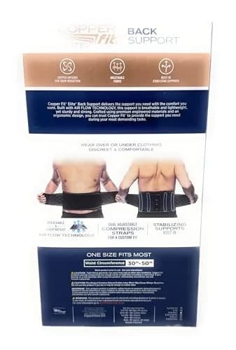 Copper Fit Elite Air Back Support Brace with Airflow Technology, Adjustable Compression Straps, Double Band, One Size Fits Most | Breathable Lower Back Support thumbnail 3