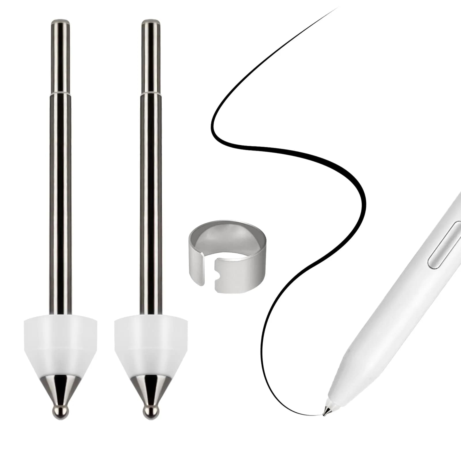 REEYEAR Titanium Alloy Replacement Nibs for Samsung S Pen Creator Edition (2 Pcs, Space Gray) | Unbreakable, Smooth Ballpoint Note Taking — Space Gray