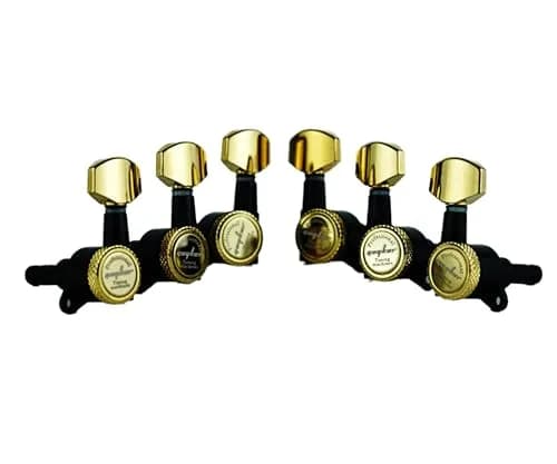 Guyker Guitar Locking Tuners (3L+3R) - 1:18 Gear Ratio, Gold+Black | Precision Tuning for Electric & Acoustic Guitars thumbnail 1
