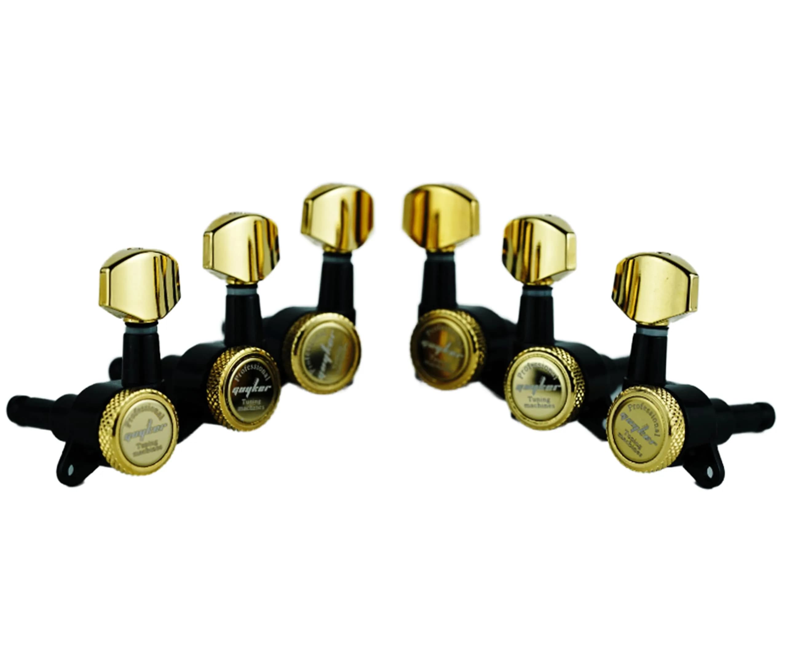 Guyker Guitar Locking Tuners (3L+3R) - 1:18 Gear Ratio, Gold+Black | Precision Tuning for Electric & Acoustic Guitars - view 2