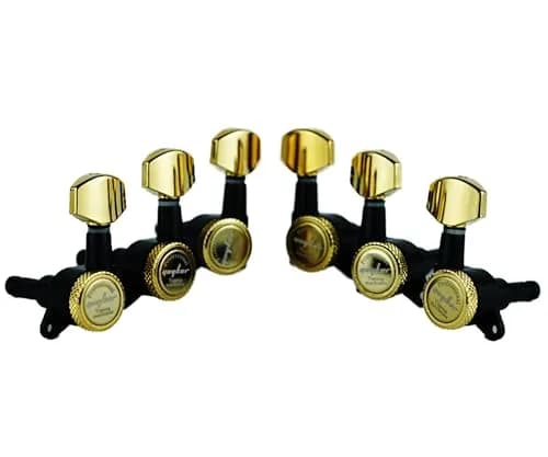 Guyker Guitar Locking Tuners (3L+3R) - 1:18 Gear Ratio, Gold+Black | Precision Tuning for Electric & Acoustic Guitars thumbnail 2