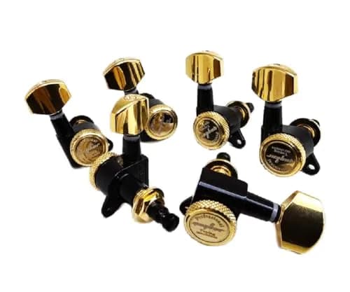 Guyker Guitar Locking Tuners (6-Pack, Right) - Gold+Black Finish, 1:18 Ratio Machine Heads thumbnail 1