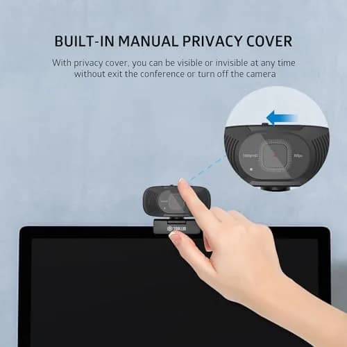 TOALLIN 1080P Auto-Focus Webcam with Dual Microphones | 90° Wide Angle, Privacy Shutter, USB for Video Calls thumbnail 5