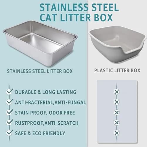 EGMEHOAD Stainless Steel Litter Box XL | Large Cat Litter Box for Big Cats & Pets thumbnail 6