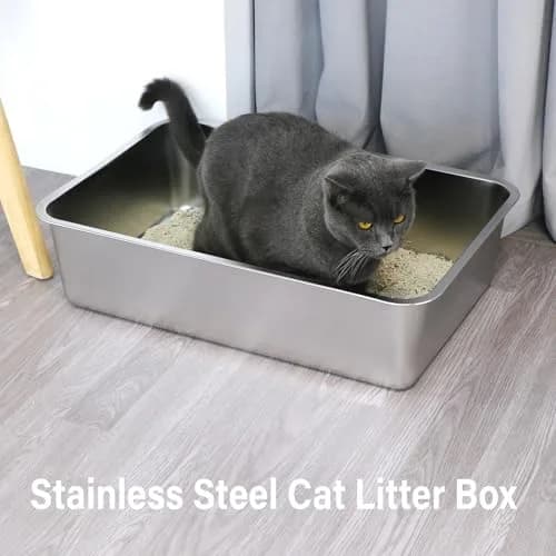 EGMEHOAD Stainless Steel Litter Box XL | Large Cat Litter Box for Big Cats & Pets thumbnail 7
