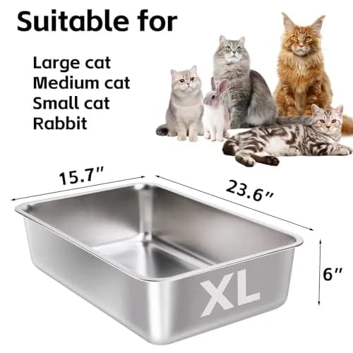 EGMEHOAD Stainless Steel Litter Box XL | Large Cat Litter Box for Big Cats & Pets thumbnail 3