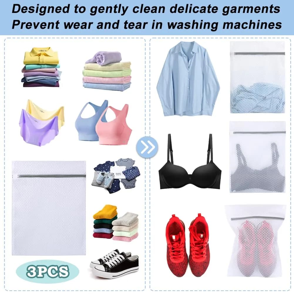 Vivifying Medium Mesh Shoe Washing Bags with Zip Closure (12.5" x 16") - Set of 3 - view 2
