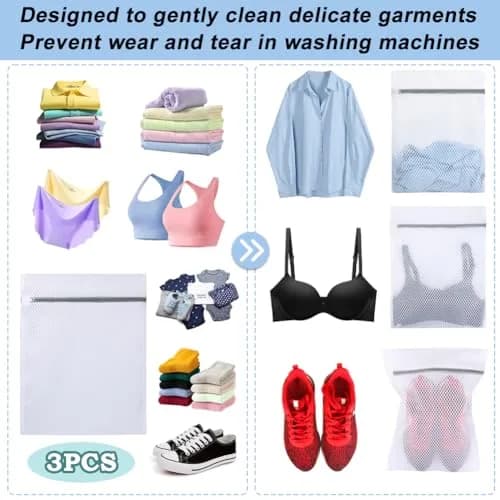 Vivifying 3-Pack Medium Mesh Laundry Bags 32 x 42 cm (12.6 x 16.5 Inches) | Protects Delicates & Travel Gear thumbnail 2