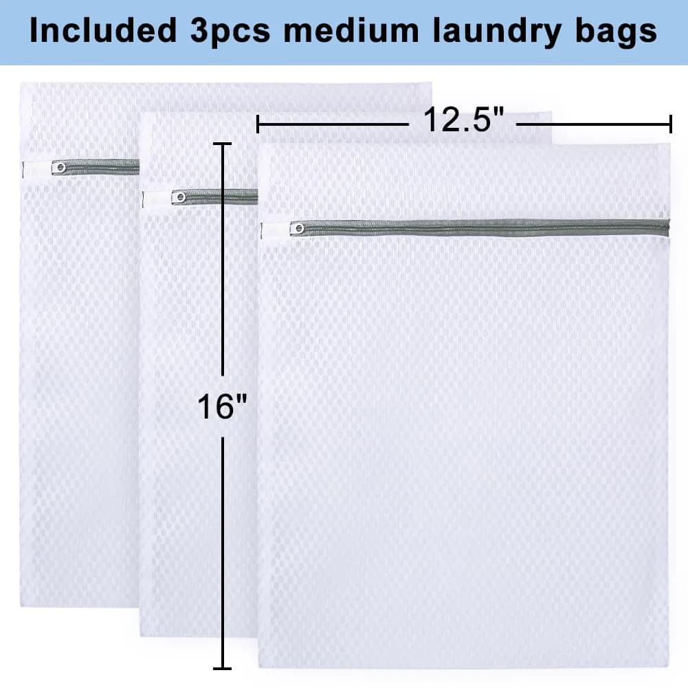 Vivifying Medium Mesh Shoe Washing Bags with Zip Closure (12.5" x 16") - Set of 3 - view 4