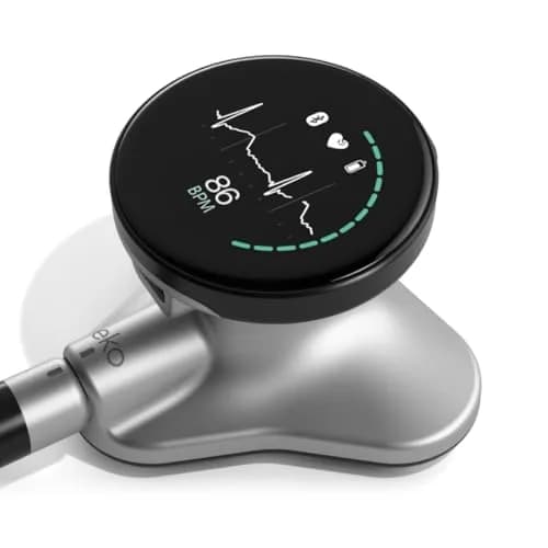 EKO CORE 500™ Digital Stethoscope — 40x Amplification, Active Noise Cancellation, 3-Lead ECG, FDA-Cleared AI with Eko+, Full-Color Display, Reimbursement Eligible — Silver thumbnail 9