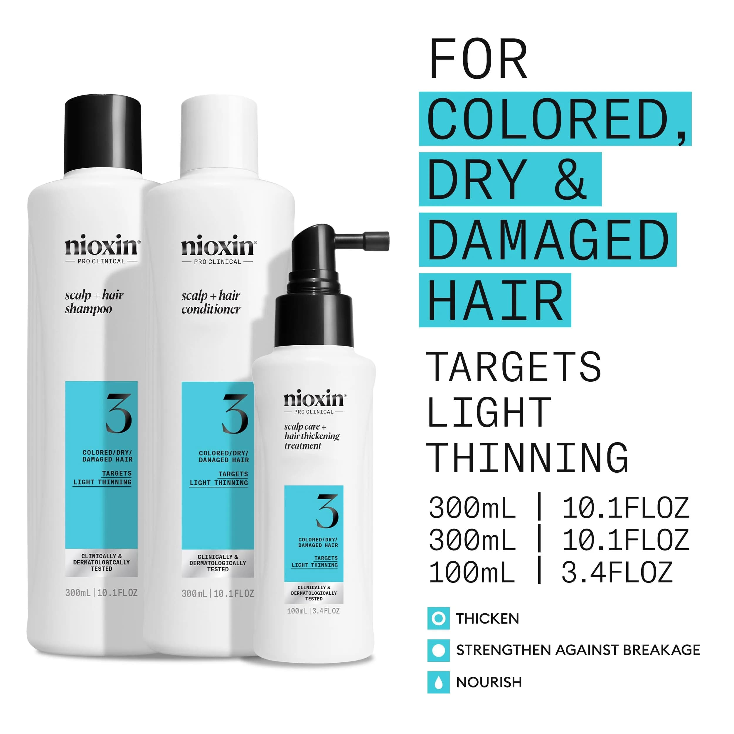 NIOXIN System Kit 3 for Colored Hair & Light Thinning | 23.6 oz (697 ml) | Clinically Tested Thickening & Strengthening - view 3