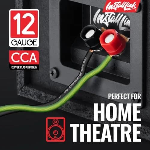 Install Link 12 AWG Gauge Speaker Wire 100 Feet (30.5m) Frosted Green/Black | CCA Copper Clad Aluminum thumbnail 2