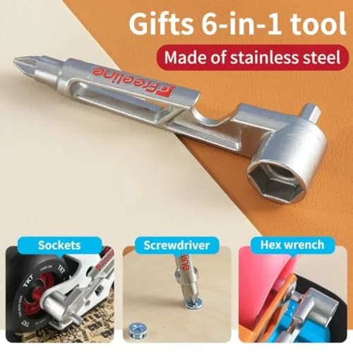 TKT FreeSkates - Metal Split Wheel Skateboard 138mm x 168mm | High Resilience Free Drift Board for Beginners thumbnail 7