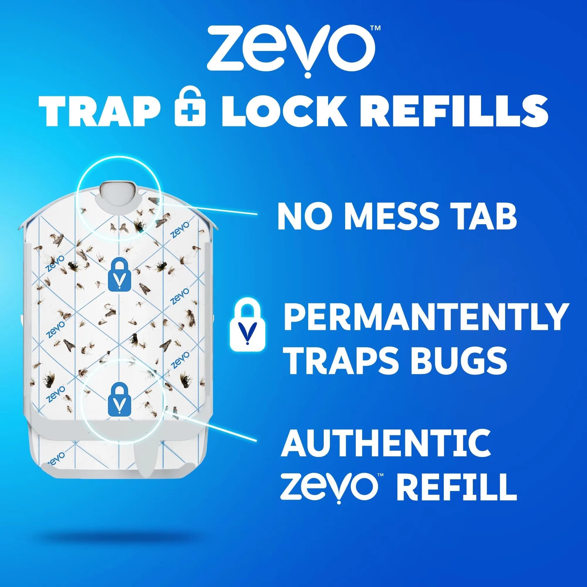 ZEVO Flying Insect Trap Refill Cartridges for Fruit Flies & Gnats, 12 Count | Odorless & Mess-Free Adhesive Backing - view 6