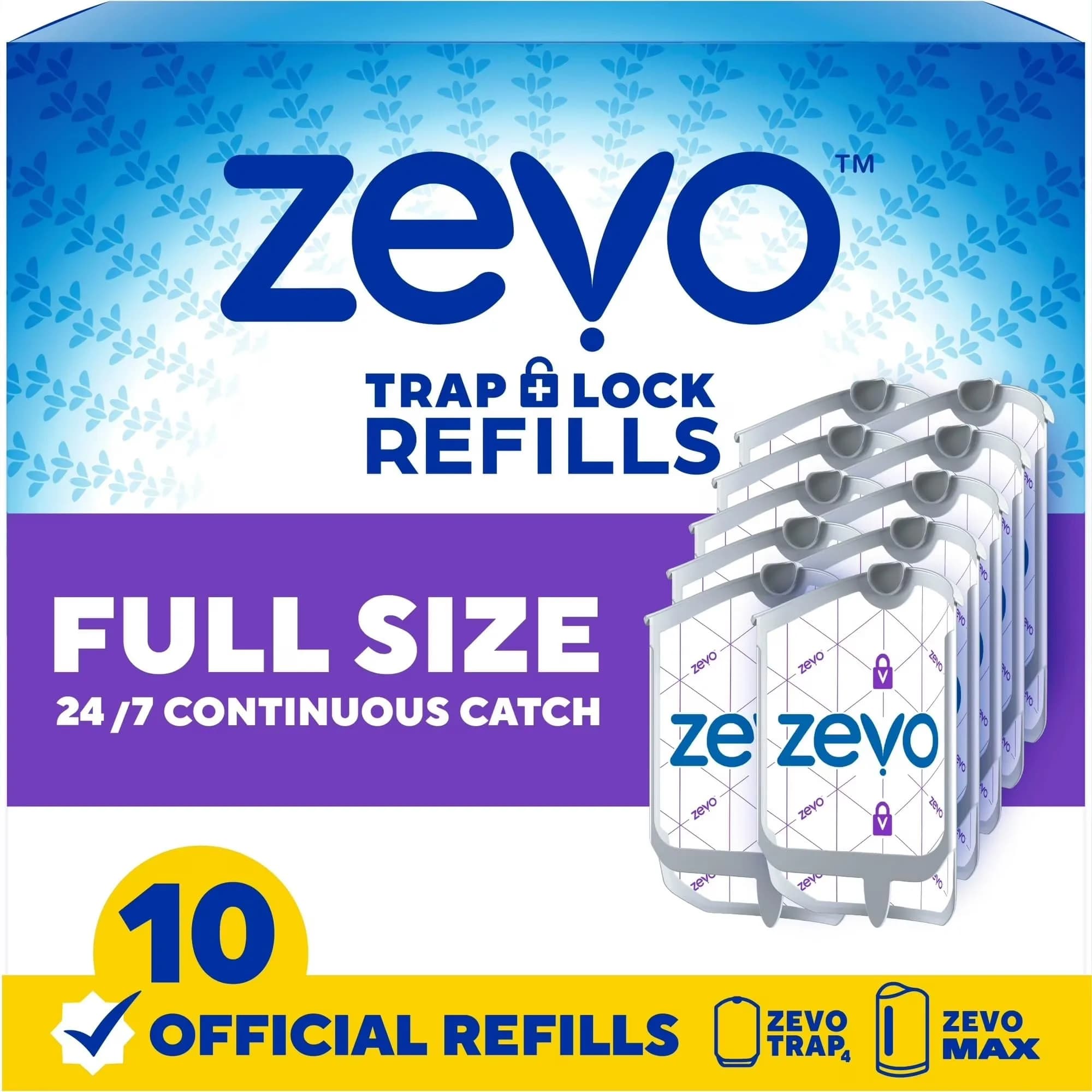 ZEVO Flying Insect Trap Refill Cartridges 10 Count | Catches Fruit Flies & Gnats 24/7 - main product image