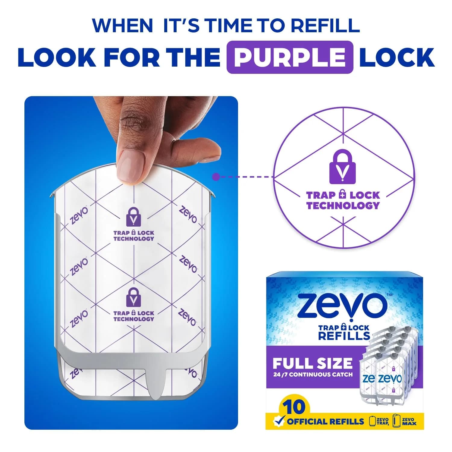 ZEVO Flying Insect Trap Refill Cartridges 10 Count | Catches Fruit Flies & Gnats 24/7 - view 9