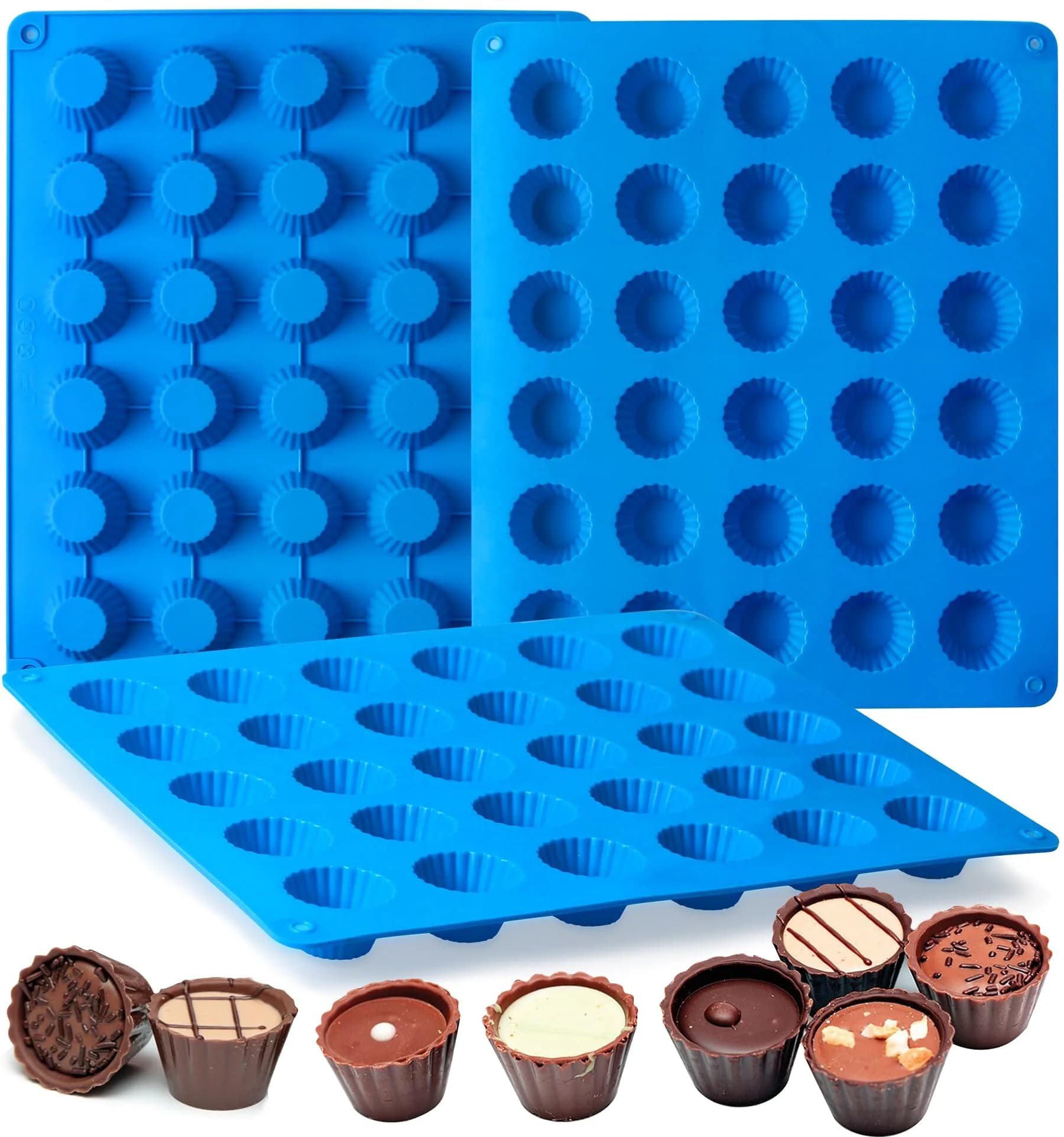 Sidosir Peanut Butter Cup Mold 3pcs | Silicone Mini Tart Pan for Fat Bombs & Brownies — Blue