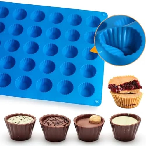 Sidosir Peanut Butter Cup Mold 3pcs | Silicone Mini Tart Pan for Fat Bombs & Candy (11" x 8.2") thumbnail 4