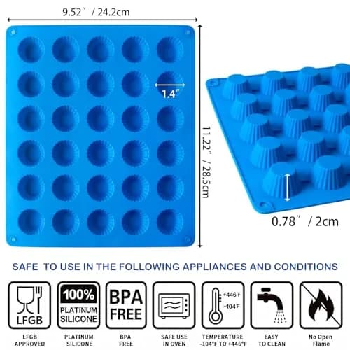Sidosir Peanut Butter Cup Mold 3pcs | Silicone Mini Tart Pan for Fat Bombs & Candy (11" x 8.2") thumbnail 2