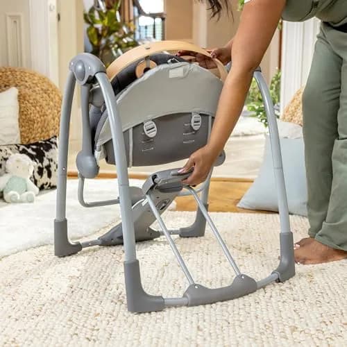 Ingenuity Every Season Swing ’n Go Deluxe 5-Speed Portable Infant Swing | Mesh & Lambswool, 0-9 Months, 20 lbs thumbnail 7