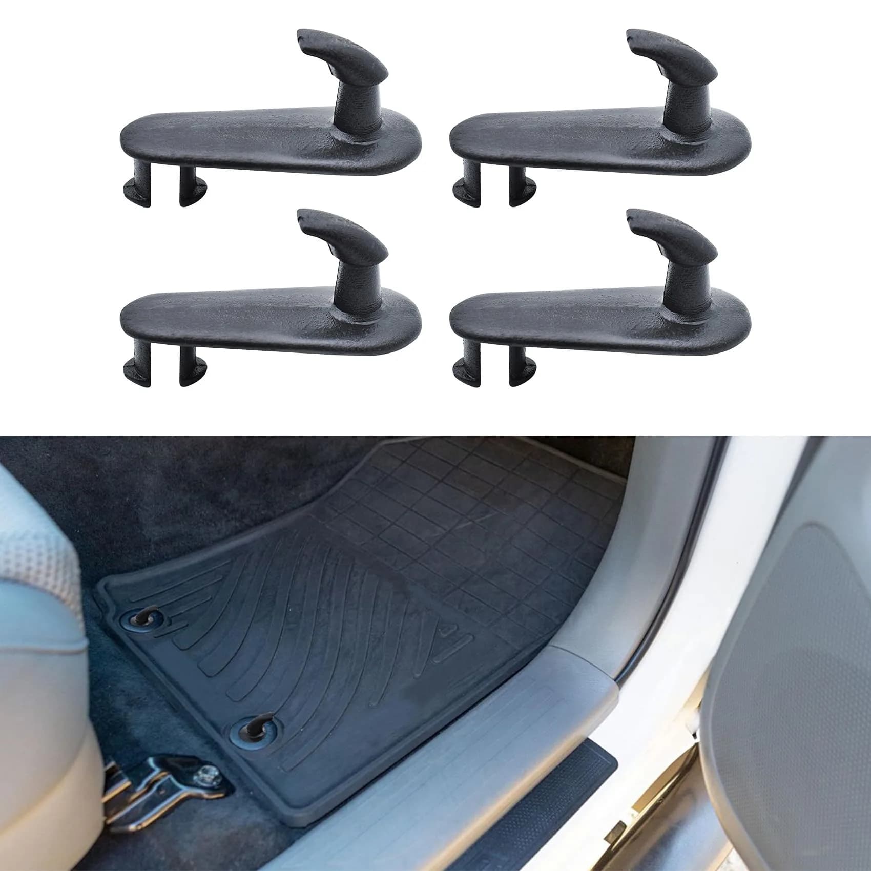 Kutyun Car Floor Mat Clips 4PCS | Secure Fixing for Toyota & Lexus Vehicles — Black