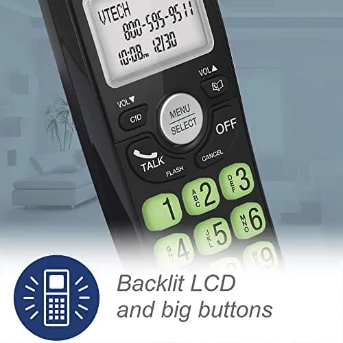 VTech VG131-11 Cordless Phone with DECT 6.0, Full-Duplex Speakerphone, Backlit Keypad & Display, Caller ID, Wall Mountable | 422g (0.93lb) Black thumbnail 5