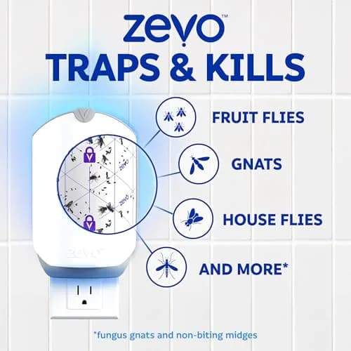 ZEVO Flying Insect Trap Refill Cartridges for Fruit Flies & Gnats, 6 Count | Continuous 24/7 Indoor Pest Control thumbnail 6
