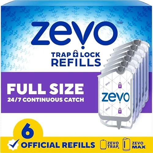 ZEVO Flying Insect Trap Refill Cartridges for Fruit Flies & Gnats, 6 Count | Continuous 24/7 Indoor Pest Control thumbnail 1