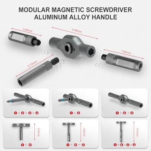 ANVANNA Ratchet Screwdriver Set, Magnetic Tool Kit for DIY & Professionals, 42 Bits, Compact & Portable (0.45kg, 16×9.5×3.9 in) thumbnail 3