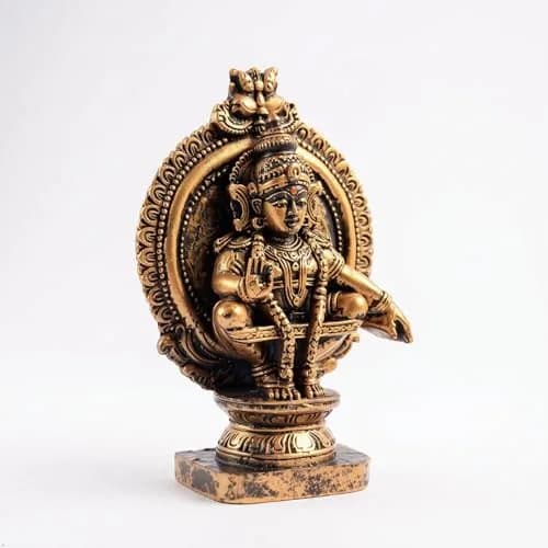 HEENA HOME DECOR Goddess AYYAPPA Idol in Copper Colour Polystone 11 cm | Religious Home Decor Showpiece thumbnail 6