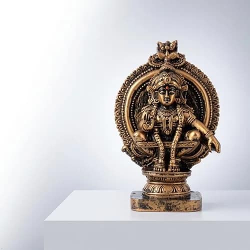HEENA HOME DECOR Goddess AYYAPPA Idol in Copper Colour Polystone 11 cm | Religious Home Decor Showpiece thumbnail 7