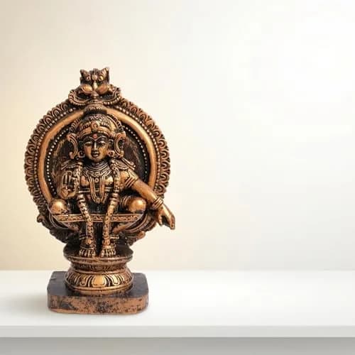 HEENA HOME DECOR Goddess AYYAPPA Idol in Copper Colour Polystone 11 cm | Religious Home Decor Showpiece thumbnail 8