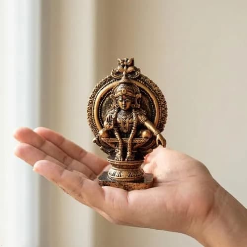 HEENA HOME DECOR Goddess AYYAPPA Idol in Copper Colour Polystone 11 cm | Religious Home Decor Showpiece thumbnail 9