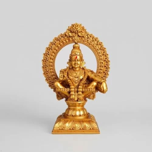 HEENA HOME DECOR Goddess AYYAPPA Idol in Copper Colour Polystone 11 cm | Religious Home Decor Showpiece thumbnail 2