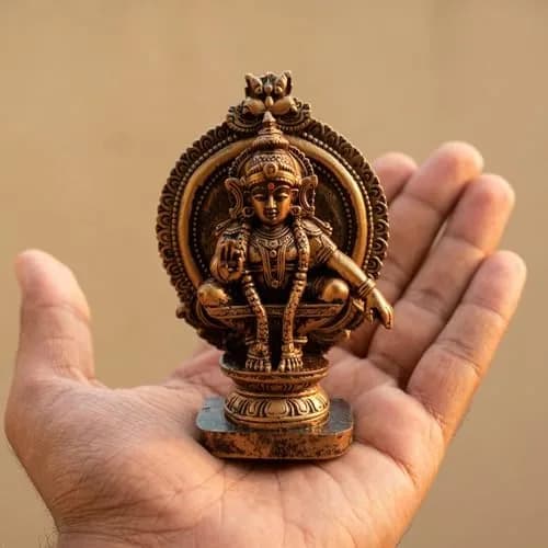 HEENA HOME DECOR Goddess AYYAPPA Idol in Copper Colour Polystone 11 cm | Religious Home Decor Showpiece thumbnail 3