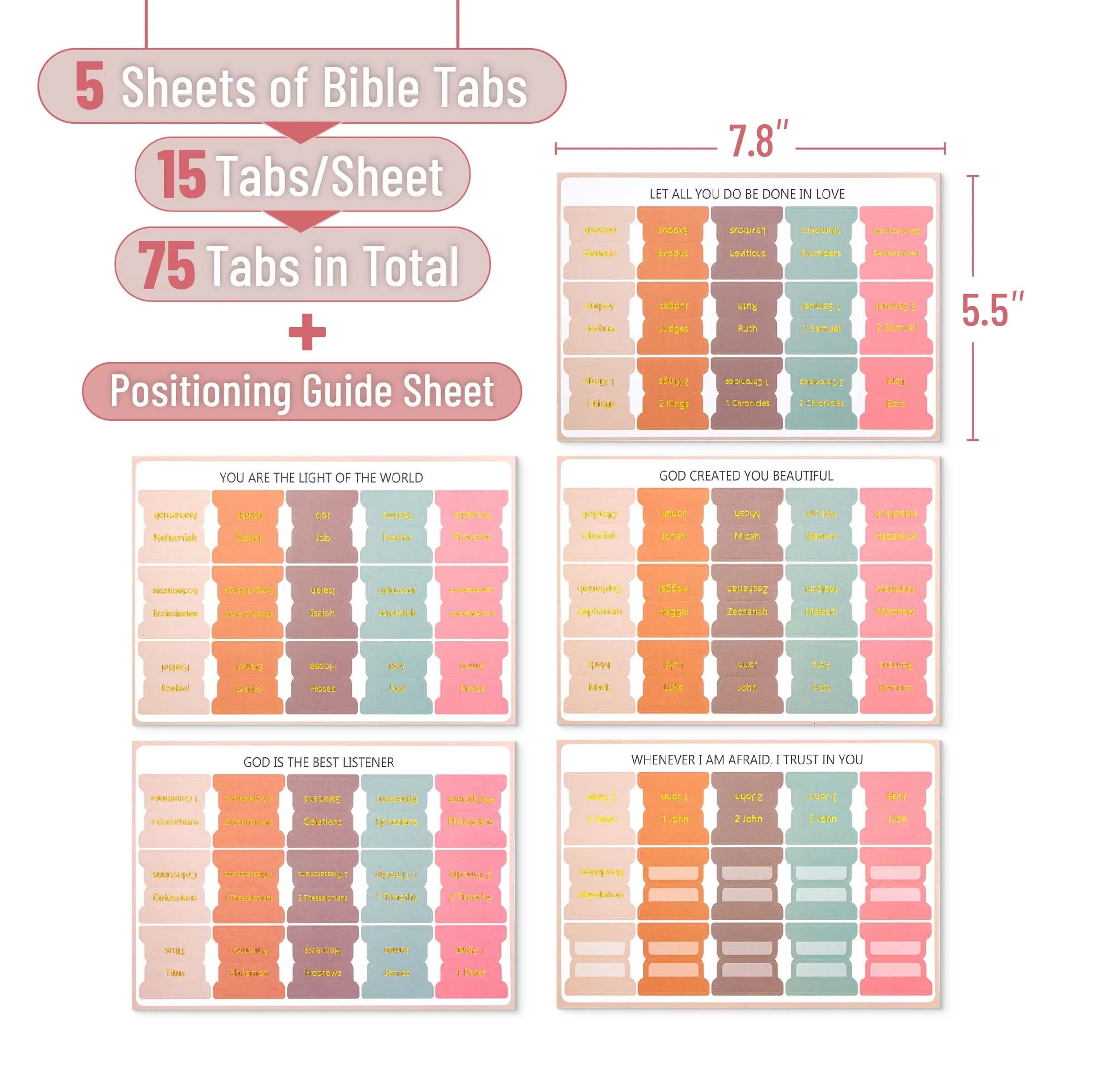 Mr. Pen Bible Tabs Spring Palette with Gold Lettering, 75 Tabs for Study Bible Indexing | Organize Your Bible with Ease - view 2