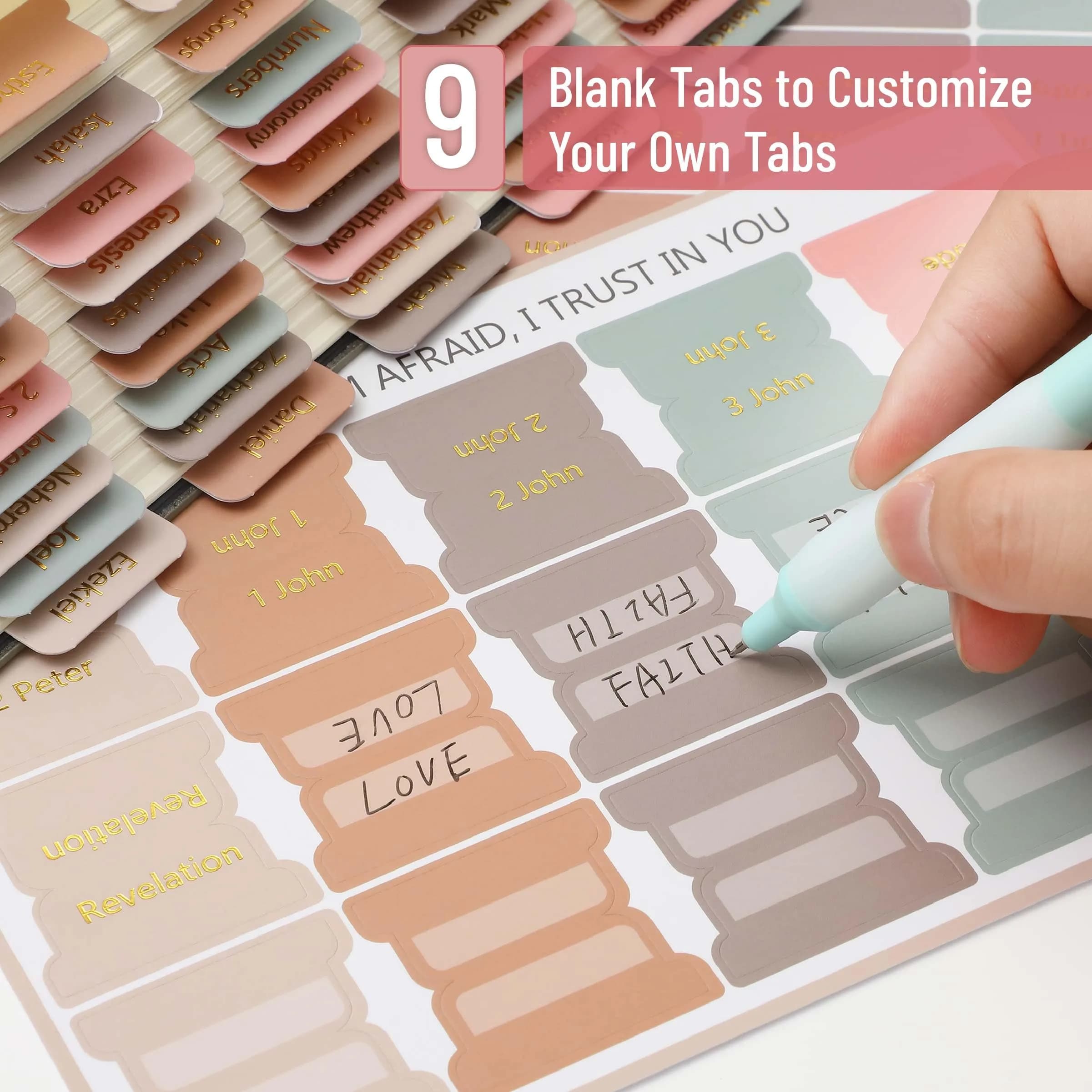 Mr. Pen Bible Tabs Spring Palette with Gold Lettering, 75 Tabs for Study Bible Indexing | Organize Your Bible with Ease - view 3