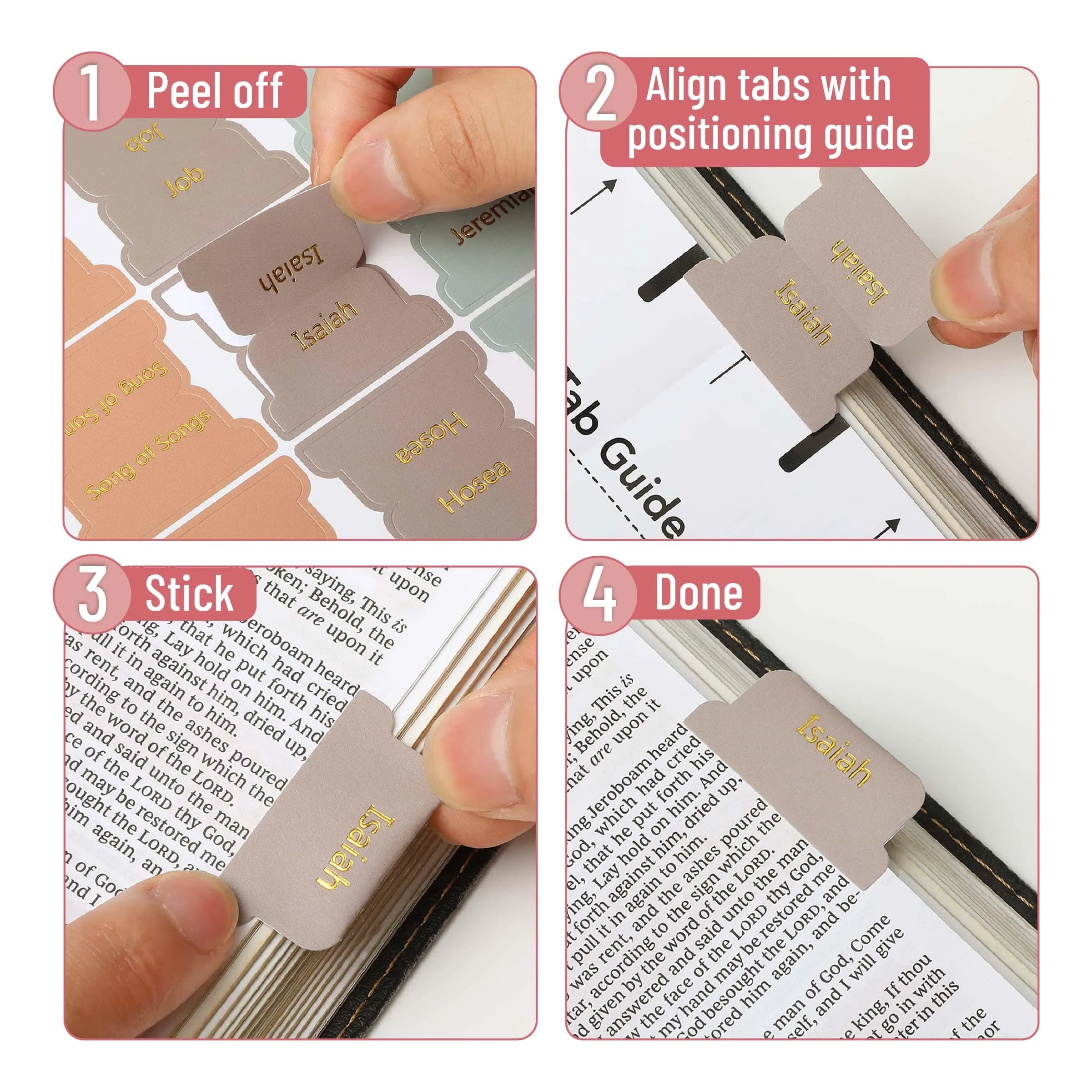 Mr. Pen Bible Tabs Spring Palette with Gold Lettering, 75 Tabs for Study Bible Indexing | Organize Your Bible with Ease - view 5