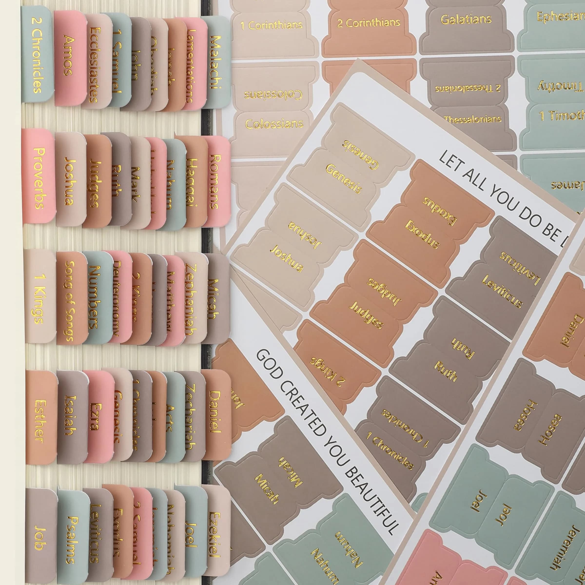 Mr. Pen Bible Tabs Spring Palette with Gold Lettering, 75 Tabs for Study Bible Indexing | Organize Your Bible with Ease - view 8