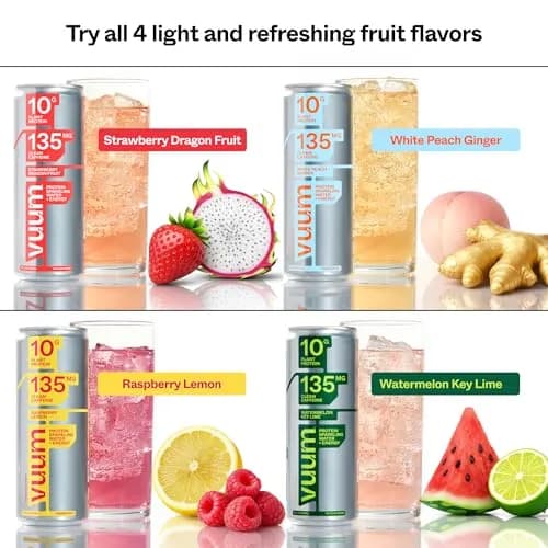 VUUM Sparkling Protein Drink, 12 Pack, White Peach Ginger | 10g Plant Protein, Sugar Free, Vegan & Keto Friendly thumbnail 8