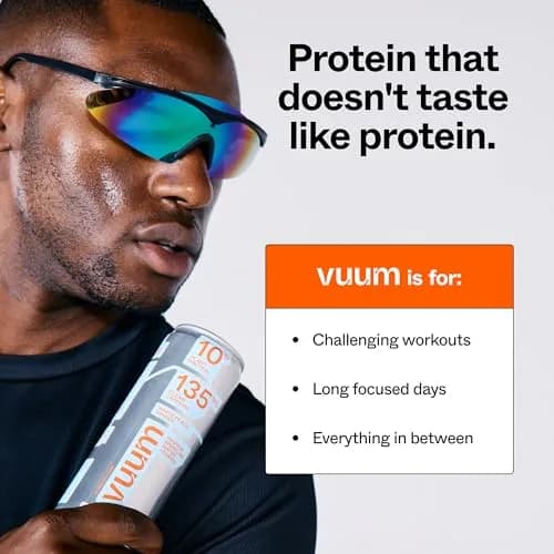 VUUM Sparkling Protein Drink, 12 Pack, White Peach Ginger | 10g Plant Protein, Sugar Free, Vegan & Keto Friendly thumbnail 3